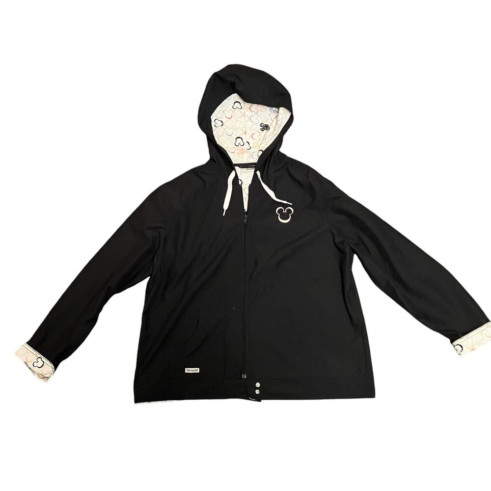 Disney Disneyland Women's Black Full Zip Hooded Lightweight Jacket Size Large